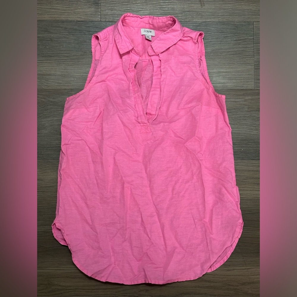 Fuschia linen blend v-neck top from J. Crew Factory